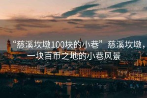 “慈溪坎墩100塊的小巷”慈溪坎墩，一塊百幣之地的小巷風(fēng)景