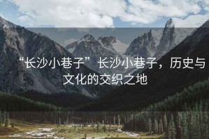 “長(cháng)沙小巷子”長(cháng)沙小巷子，歷史與文化的交織之地