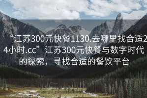 “江蘇300元快餐1130.去哪里找合適24小時(shí).cc”江蘇300元快餐與數字時(shí)代的探索，尋找合適的餐飲平臺