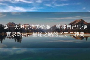 胡一天坦言物美價(jià)廉，曾稱(chēng)自己很便宜求戲拍，星途之路的堅守與轉變