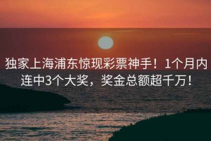 獨家上海浦東驚現彩票神手！1個(gè)月內連中3個(gè)大獎，獎金總額超千萬(wàn)！