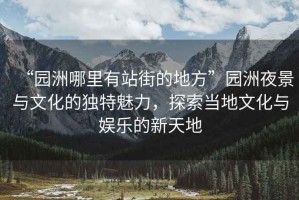 “園洲哪里有站街的地方”園洲夜景與文化的獨特魅力，探索當地文化與娛樂(lè )的新天地
