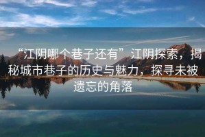 “江陰哪個(gè)巷子還有”江陰探索，揭秘城市巷子的歷史與魅力，探尋未被遺忘的角落