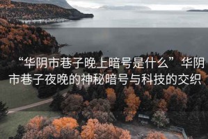 “華陰市巷子晚上暗號是什么”華陰市巷子夜晚的神秘暗號與科技的交織