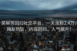 吳柳芳回歸社交平臺，一天漲粉2.4萬(wàn)，網(wǎng)友熱議，內容回歸，人氣飆升！