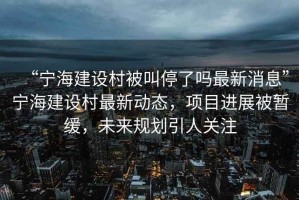 “寧海建設村被叫停了嗎最新消息”寧海建設村最新動(dòng)態(tài)，項目進(jìn)展被暫緩，未來(lái)規劃引人關(guān)注