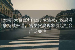 云南4天官宣4個(gè)正廳級落馬，反腐斗爭持續升溫，官員貪腐現象引起社會(huì )廣泛關(guān)注