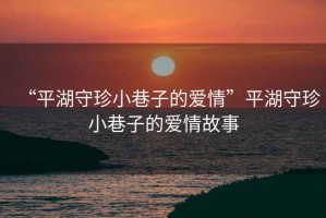 “平湖守珍小巷子的愛(ài)情”平湖守珍小巷子的愛(ài)情故事