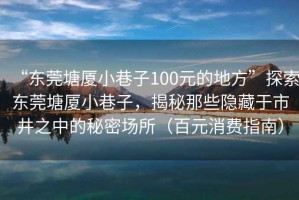 “東莞塘廈小巷子100元的地方”探索東莞塘廈小巷子，揭秘那些隱藏于市井之中的秘密場(chǎng)所（百元消費指南）