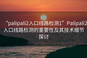“palipali2入口線(xiàn)路檢測1”P(pán)alipali2入口線(xiàn)路檢測的重要性及其技術(shù)細節探討