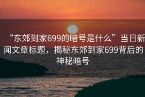 “東郊到家699的暗號是什么”當日新聞文章標題，揭秘東郊到家699背后的神秘暗號