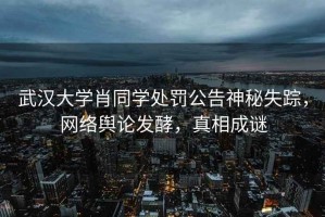 武漢大學(xué)肖同學(xué)處罰公告神秘失蹤，網(wǎng)絡(luò )輿論發(fā)酵，真相成謎