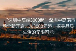 “深圳中高端3000起”深圳中高端市場(chǎng)全新開(kāi)啟，從3000元起，探尋品質(zhì)生活的無(wú)限可能