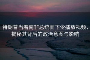 特朗普當著(zhù)南非總統面下令播放視頻，揭秘其背后的政治意圖與影響