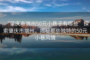 “肇慶市端州50元小巷子有哪些”探索肇慶市端州，揭秘那些獨特的50元小巷風(fēng)情