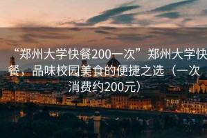 “鄭州大學(xué)快餐200一次”鄭州大學(xué)快餐，品味校園美食的便捷之選（一次消費約200元）
