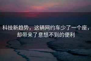 科技新趨勢，這輛網(wǎng)約車(chē)少了一個(gè)座，卻帶來(lái)了意想不到的便利