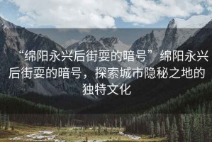“綿陽(yáng)永興后街耍的暗號”綿陽(yáng)永興后街耍的暗號，探索城市隱秘之地的獨特文化