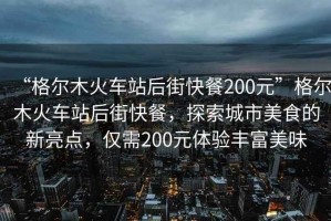 “格爾木火車(chē)站后街快餐200元”格爾木火車(chē)站后街快餐，探索城市美食的新亮點(diǎn)，僅需200元體驗豐富美味