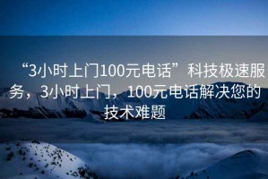 “3小時(shí)上門(mén)100元電話(huà)”科技極速服務(wù)，3小時(shí)上門(mén)，100元電話(huà)解決您的技術(shù)難題