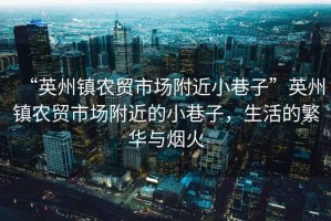 “英州鎮農貿市場(chǎng)附近小巷子”英州鎮農貿市場(chǎng)附近的小巷子，生活的繁華與煙火