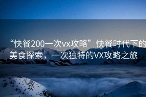 “快餐200一次vx攻略”快餐時(shí)代下的美食探索，一次獨特的VX攻略之旅