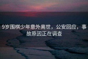 9歲圍棋少年意外離世，公安回應，事故原因正在調查