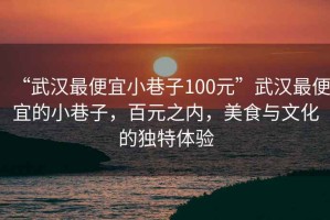 “武漢最便宜小巷子100元”武漢最便宜的小巷子，百元之內，美食與文化的獨特體驗