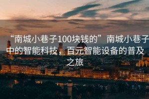 “南城小巷子100塊錢(qián)的”南城小巷子中的智能科技，百元智能設備的普及之旅