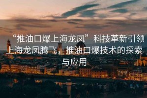 “推油口爆上海龍鳳”科技革新引領(lǐng)上海龍鳳騰飛，推油口爆技術(shù)的探索與應用