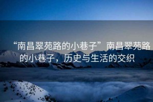 “南昌翠苑路的小巷子”南昌翠苑路的小巷子，歷史與生活的交織