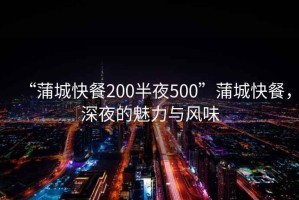 “蒲城快餐200半夜500”蒲城快餐，深夜的魅力與風(fēng)味