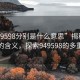“949598分別是什么意思”揭秘數字背后的含義，探索949598的多重解讀