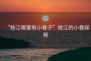 “枝江哪里有小巷子”枝江的小巷探秘