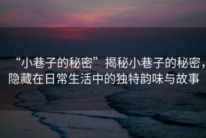 “小巷子的秘密”揭秘小巷子的秘密，隱藏在日常生活中的獨特韻味與故事