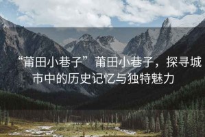 “莆田小巷子”莆田小巷子，探尋城市中的歷史記憶與獨特魅力
