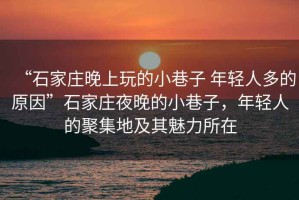 “石家莊晚上玩的小巷子 年輕人多的原因”石家莊夜晚的小巷子，年輕人的聚集地及其魅力所在