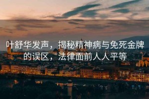 葉舒華發(fā)聲，揭秘精神病與免死金牌的誤區，法律面前人人平等