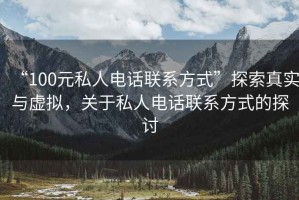 “100元私人電話(huà)聯(lián)系方式”探索真實(shí)與虛擬，關(guān)于私人電話(huà)聯(lián)系方式的探討