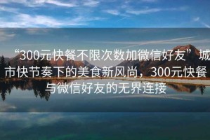 “300元快餐不限次數加微信好友”城市快節奏下的美食新風(fēng)尚，300元快餐與微信好友的無(wú)界連接