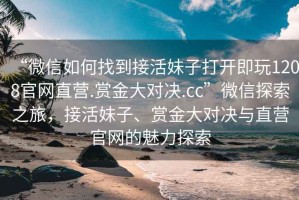 “微信如何找到接活妹子打開(kāi)即玩1208官網(wǎng)直營(yíng).賞金大對決.cc”微信探索之旅，接活妹子、賞金大對決與直營(yíng)官網(wǎng)的魅力探索