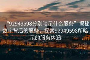 “92949598分別暗示什么服務(wù)”揭秘數字背后的服務(wù)，探索92949598所暗示的服務(wù)內涵