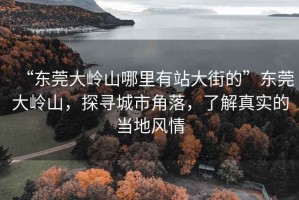 “東莞大嶺山哪里有站大街的”東莞大嶺山，探尋城市角落，了解真實(shí)的當地風(fēng)情