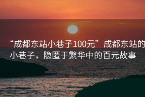 “成都東站小巷子100元”成都東站的小巷子，隱匿于繁華中的百元故事