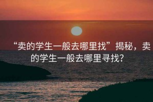 “賣(mài)的學(xué)生一般去哪里找”揭秘，賣(mài)的學(xué)生一般去哪里尋找？