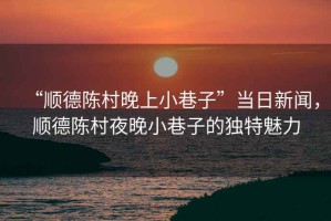 “順德陳村晚上小巷子”當日新聞，順德陳村夜晚小巷子的獨特魅力