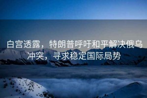白宮透露，特朗普呼吁和平解決俄烏沖突，尋求穩定國際局勢
