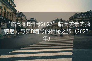 “臨高賣(mài)B暗號2023”臨高美景的獨特魅力與賣(mài)B暗號的神秘之旅（2023年）
