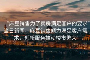 “麻豆銷(xiāo)售為了賣(mài)房滿(mǎn)足客戶(hù)的要求”當日新聞，麻豆銷(xiāo)售傾力滿(mǎn)足客戶(hù)需求，創(chuàng  )新服務(wù)推動(dòng)樓市繁榮
