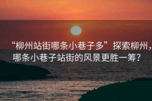 “柳州站街哪條小巷子多”探索柳州，哪條小巷子站街的風(fēng)景更勝一籌？
